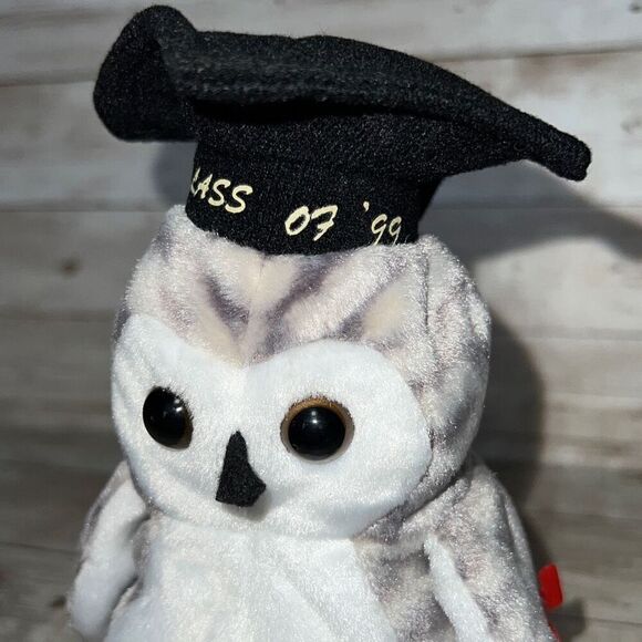 TY Beanie Babies Vintage Wiser The Owl The Graduation Class of 1999 Plush Stuffe - Picture 2 of 16